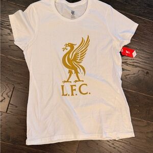 Liverpool Football Club Women's White Tee with Gold Logo